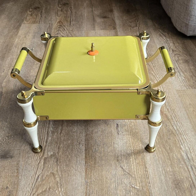 Mid-Century Avocado Green Chafing Serving Dish