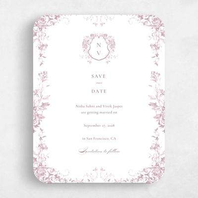 Pink Rounded Wedding Save the Date - Hattaway Portrait