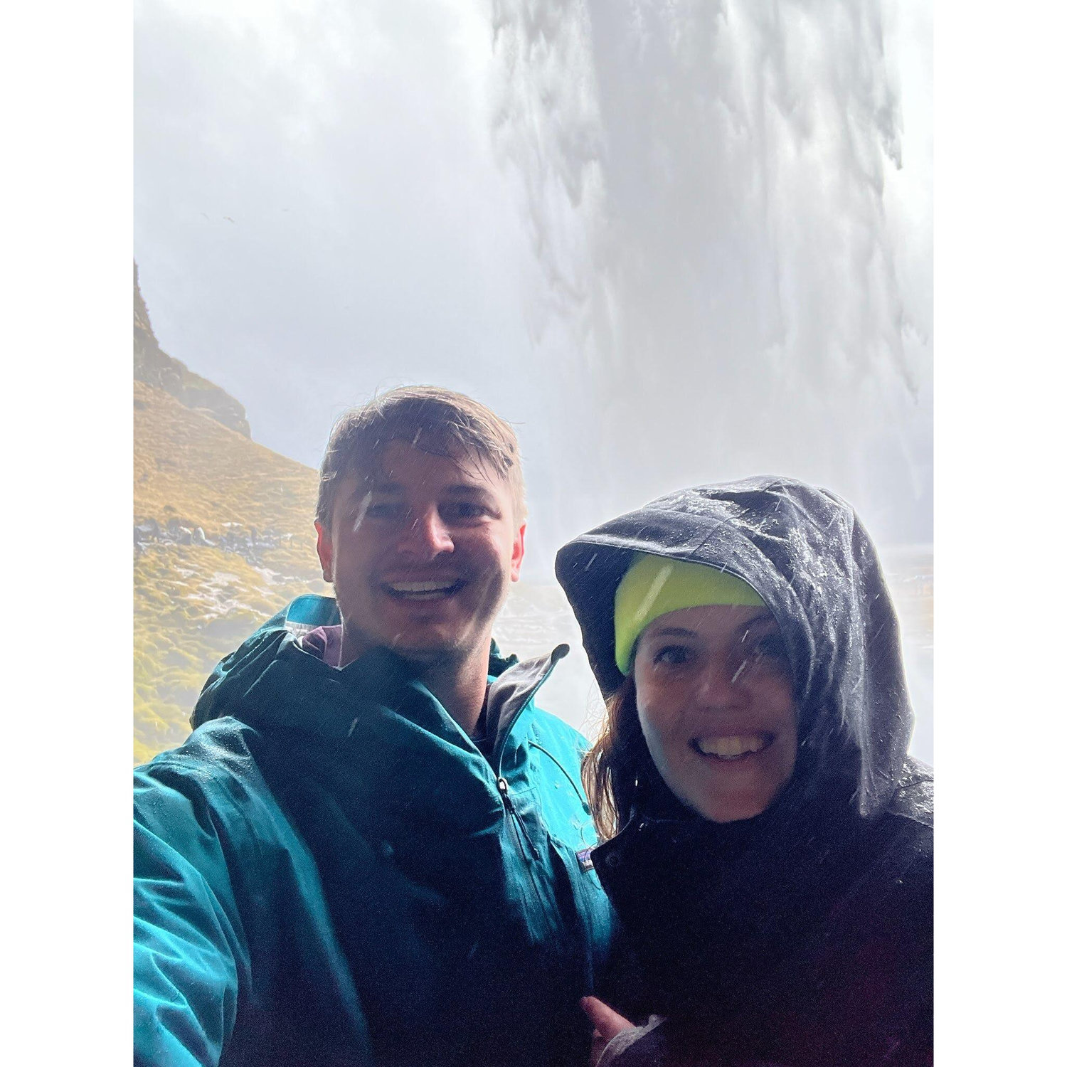 Behind in a waterfall in Iceland