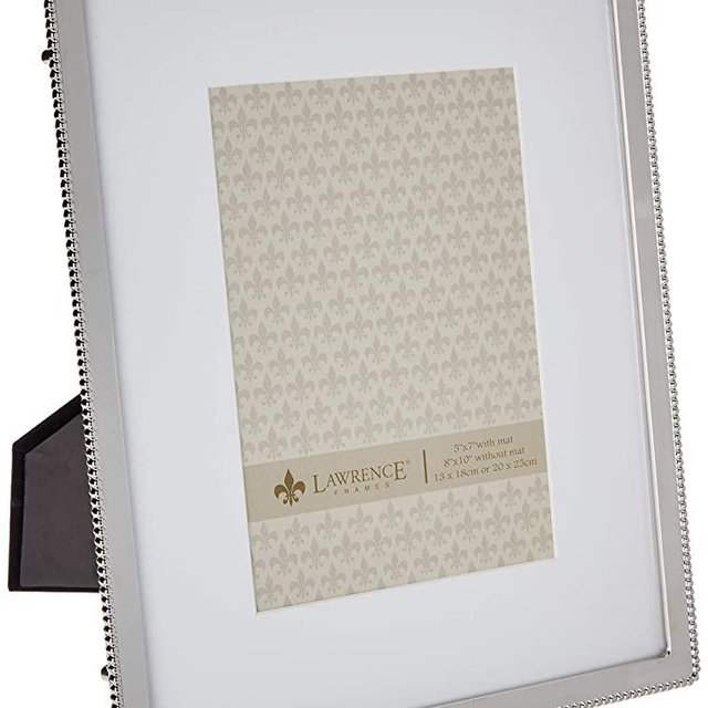 Lawrence Frames Metal Picture Frame with Delicate Outer Border of Beads, 8 by 10-Inch, Silver