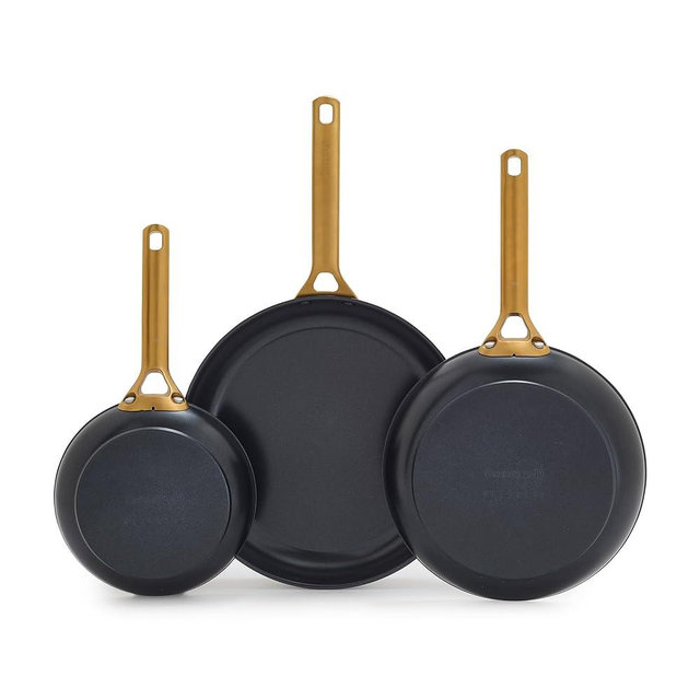 GreenPan Nonstick Reserve Pro 8", 10" & 12” Frying Pan Set, NSF Certified Ceramic, Hard Anodized PFAS-Free Skillets, Stainless Steel Handles, Oven & Dishwasher Safe, Black