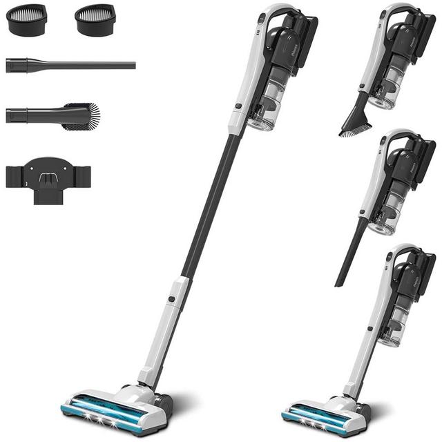 Prisvacs Cordless Vacuum Cleaner, 25 Kpa Ultra-Lightweight Stick Vacuum with Anti-Tangle Floor Brush, 250 W Brushless Motor, 2500 mAh Fast Charging Battery for Pet Hair Floor Carpet Stair Car