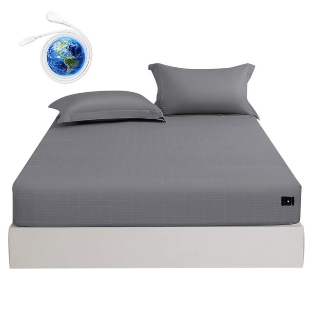 CHALTOUL Grounding Sheets Twin XL Premium Cotton for Healthy Sleep Therapy, Deep Pocket Grounding Fitted Sheets Includes Grounding Cord (Gray, Twin XL -39"x80"x14")