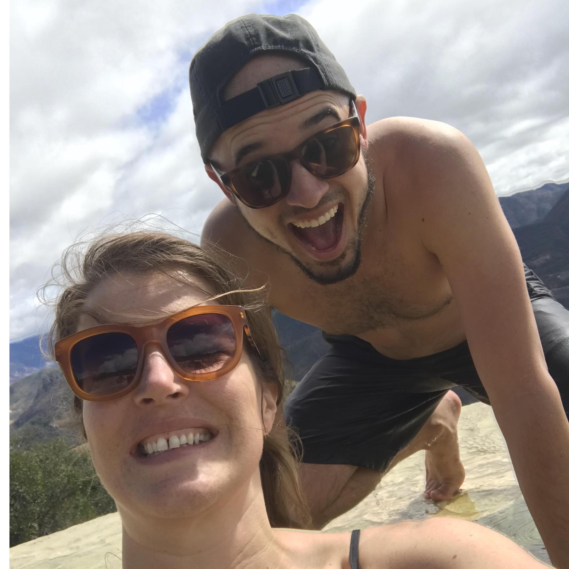 Selfies on a waterfall on a cliff !