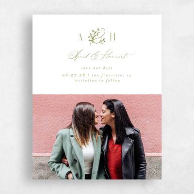 Marsh Green Wedding Save the Date - Olmo Portrait