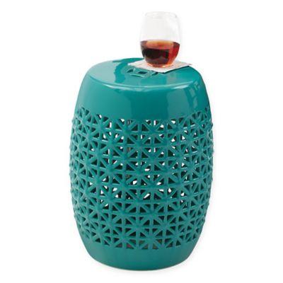 Pierced Ceramic Stool in Celadon