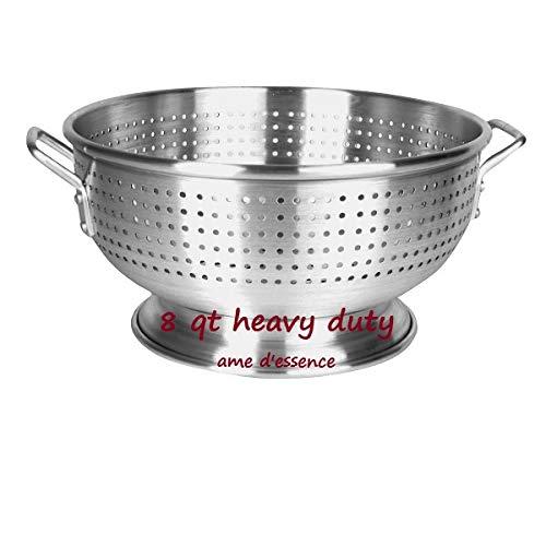 (8-QT) Aluminum Colander with Handles and Base Heavy Duty Commercial Grade