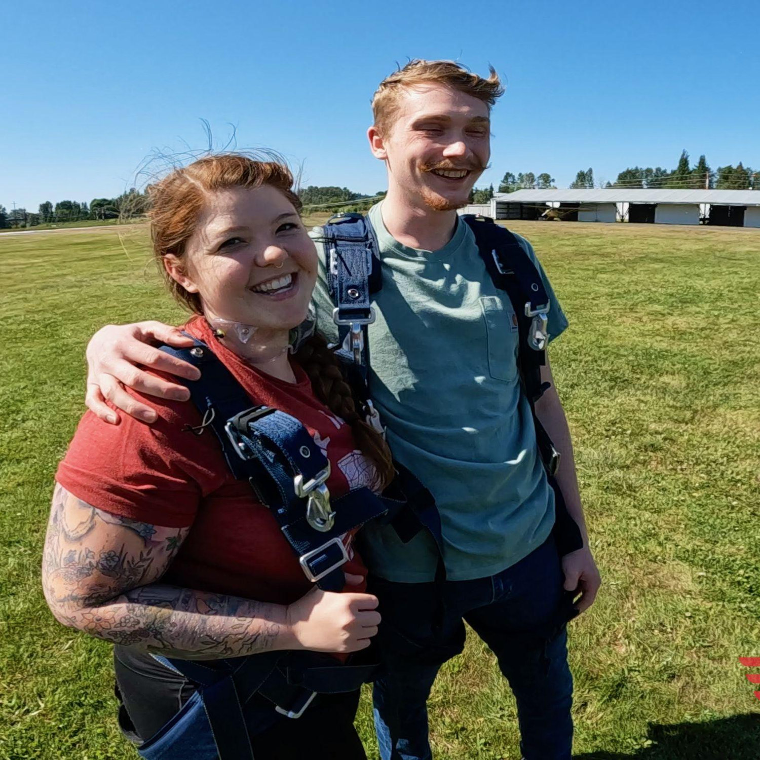All smiles after skydiving