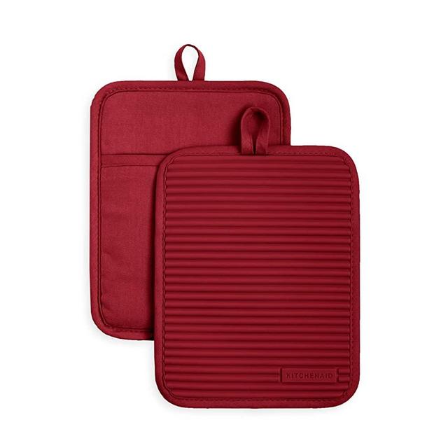 KitchenAid Ribbed Soft Silicone Pot Holder Set, Smoked Paprika