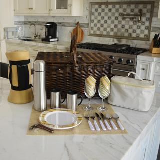 2-Person Willow Picnic Hamper with Blanket & Coffee Set