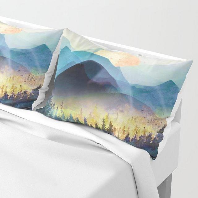 Mountain Lake Under Sunrise Pillow Sham