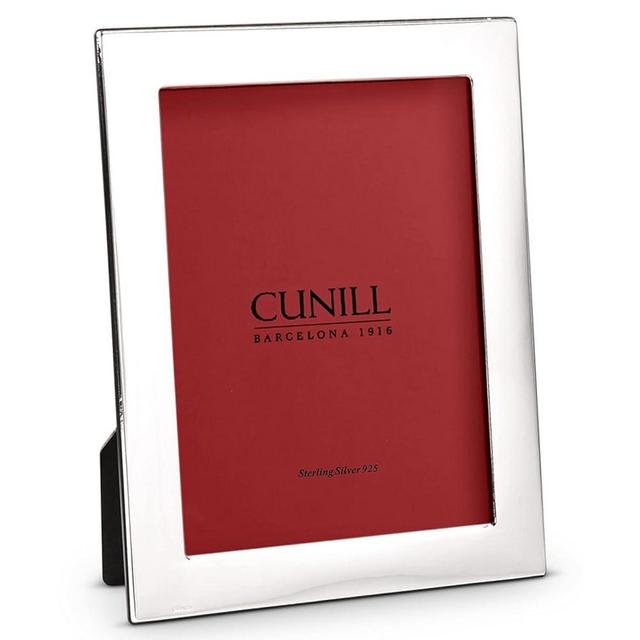 CUNILL Sterling Silver Picture Frame, Tiffany Plain 5x7 Picture Frame, Tarnish Resistant, Mahogany Wood Back, Fits 5" x 7" Photo