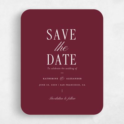 Red Rounded Wedding Save the Date - Dove Portrait