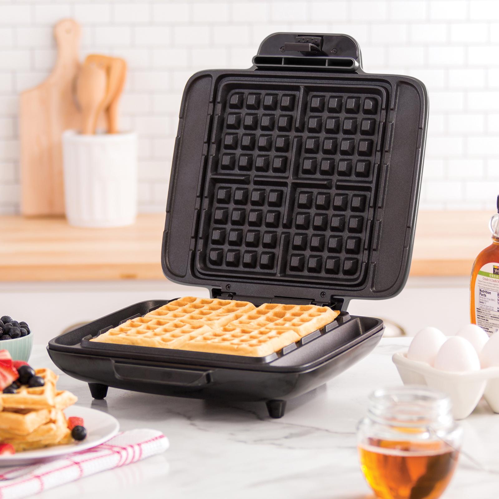 Dash 4 Non-Stick Mini Waffle Maker Griddle Grill, Red White Aqua