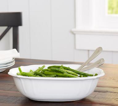 Leila Stoneware Serve Bowl - White