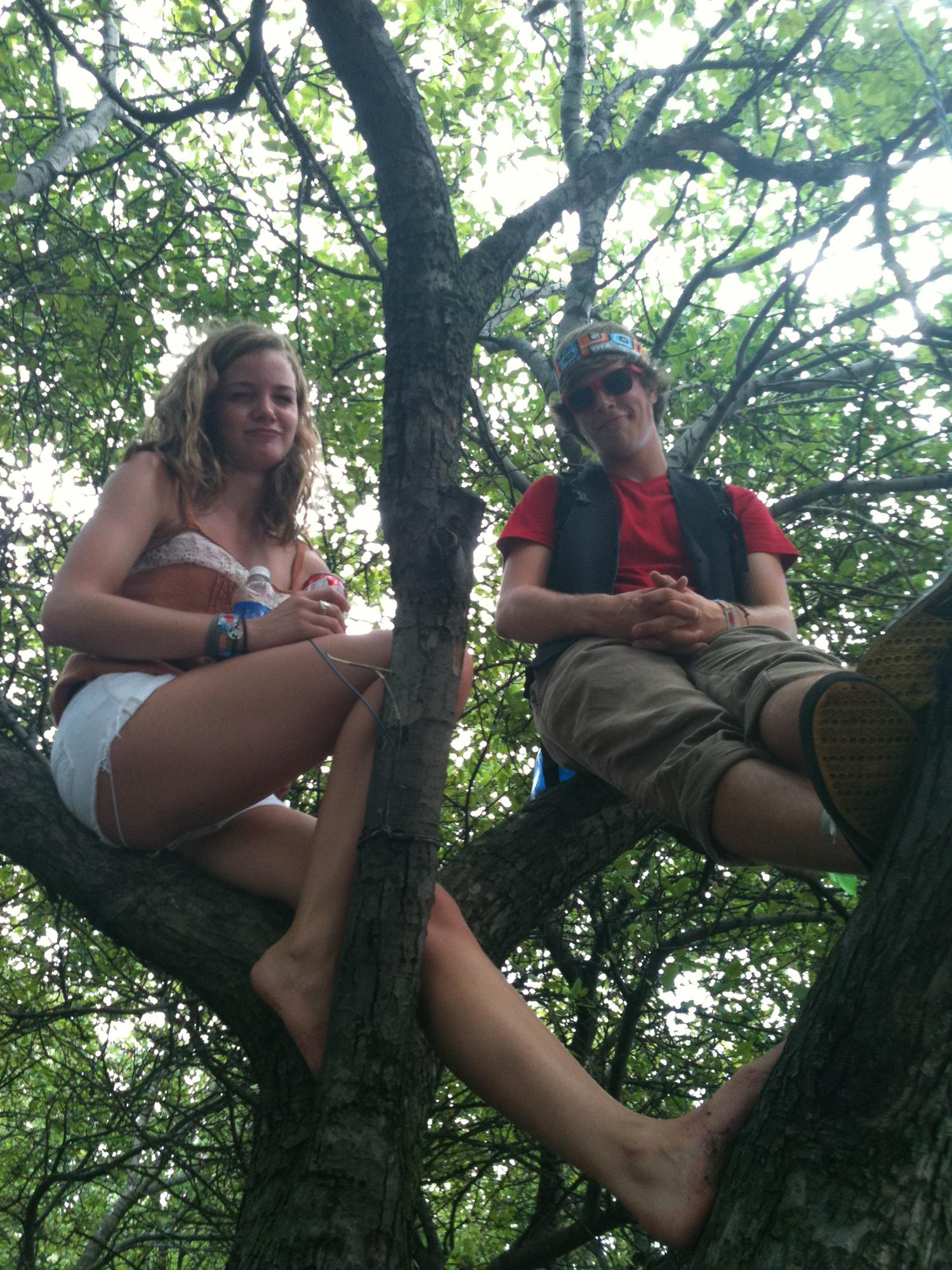 "Just friends" hanging out in a tree at Lollapalooza back in 2011. Love the vest, Ben.