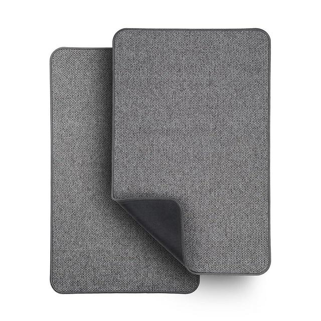 Bosap,Bath Mat,Ultra Thin Bath Rugs,Rubber Bath Mats for Bathroom Quick Dry,Washable,Fit Under Door,Super Absorbent Bathroom Rugs for Bathroom Floor,Shower,Sink Dark Grey,17''x27''(Pack of 2)