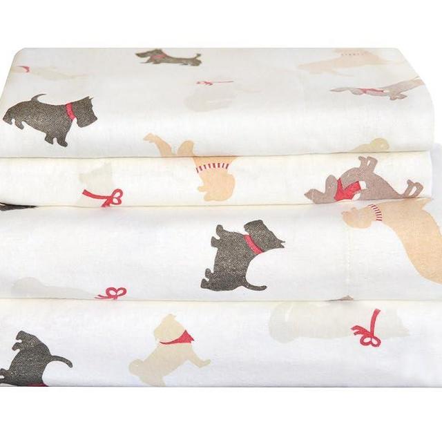 Pointehaven Flannel 170 GSM Sheet Set,Cal King Winter Dogs