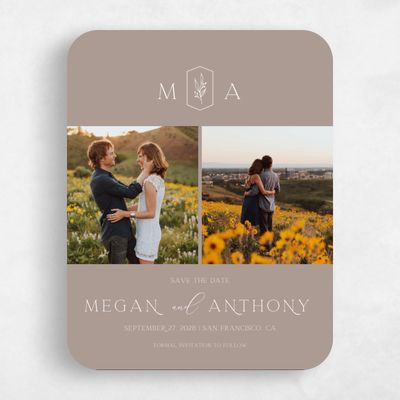 Brown Rounded Wedding Save the Date - Eldridge Multiphoto