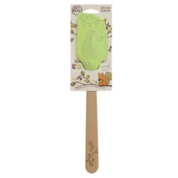 Talisman Designs Silicone Spatula with Solid Beechwood Handle, Embossed and Laser Etched Woodland Collection Art, 12" long