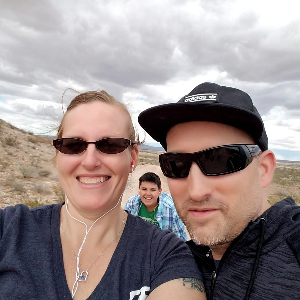 Photo bomb from my son, as we pose for a couple picture.