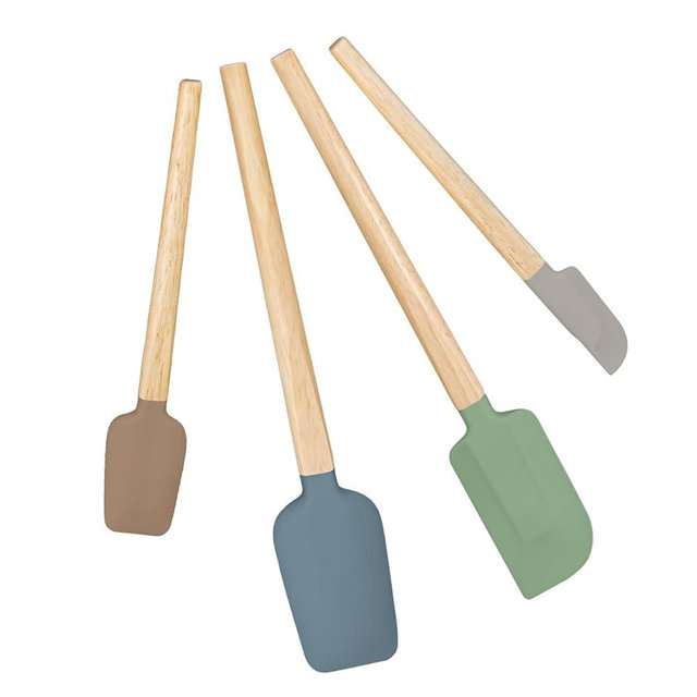 Silicone Spatula Set, Food Grade Rubber Spatula-4 Piece Nonstick Rubber Spatulas, Spoonula, Jar Scraper for Cooking, Baking, Mixing, Frosting - Heat Resistant Up to 600°F (Spatulas-Colorful)