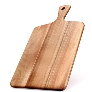 Acacia Wood Cutting Board with Handle Best Cheese for Charcuterie Board Kitchen Wooden Chopping Block for Meat Vegetable Bread Fruit Serving Board Wood Butcher Block Carving Board, 17" X 10"