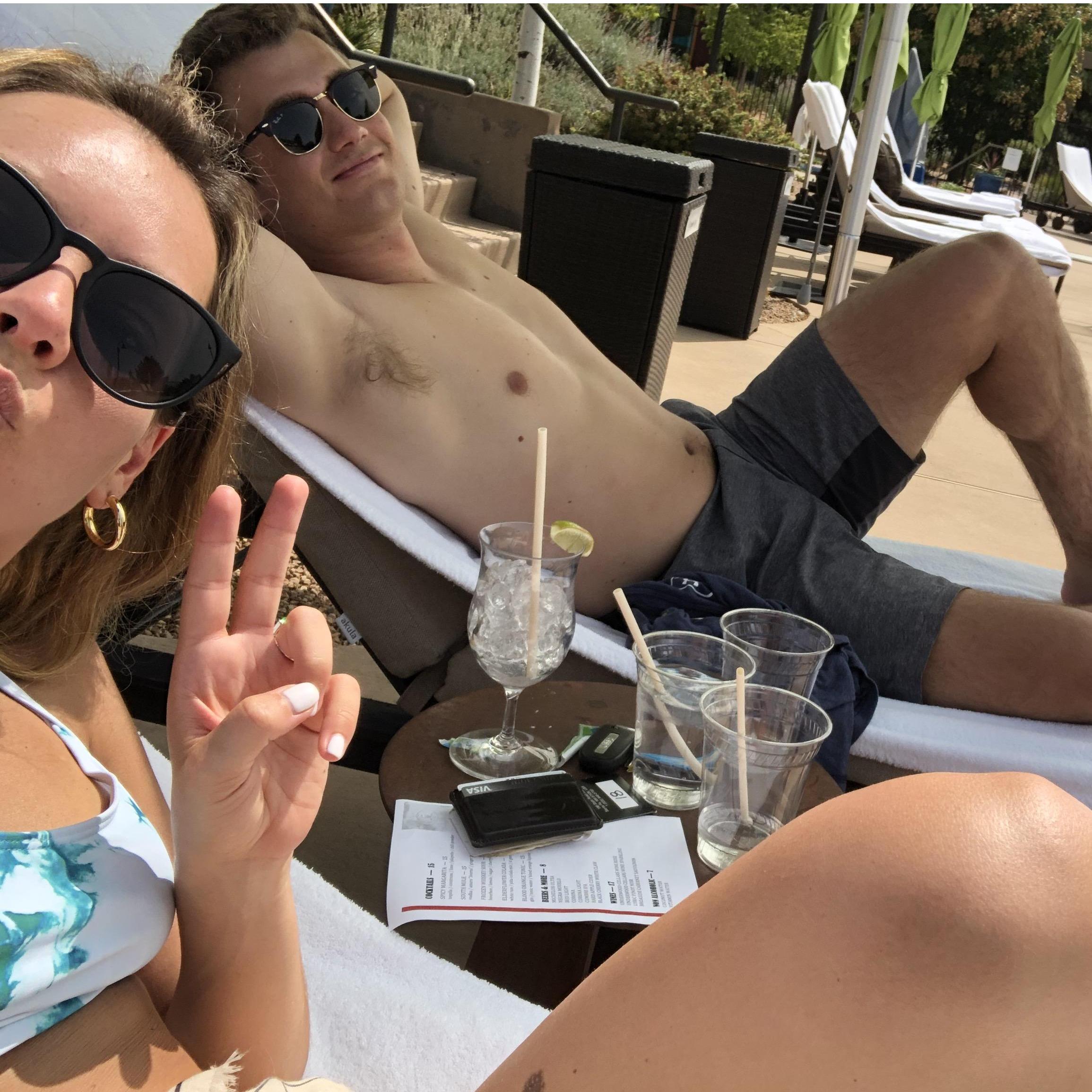 Poolside, the day after Michael proposed in Santa Fe
