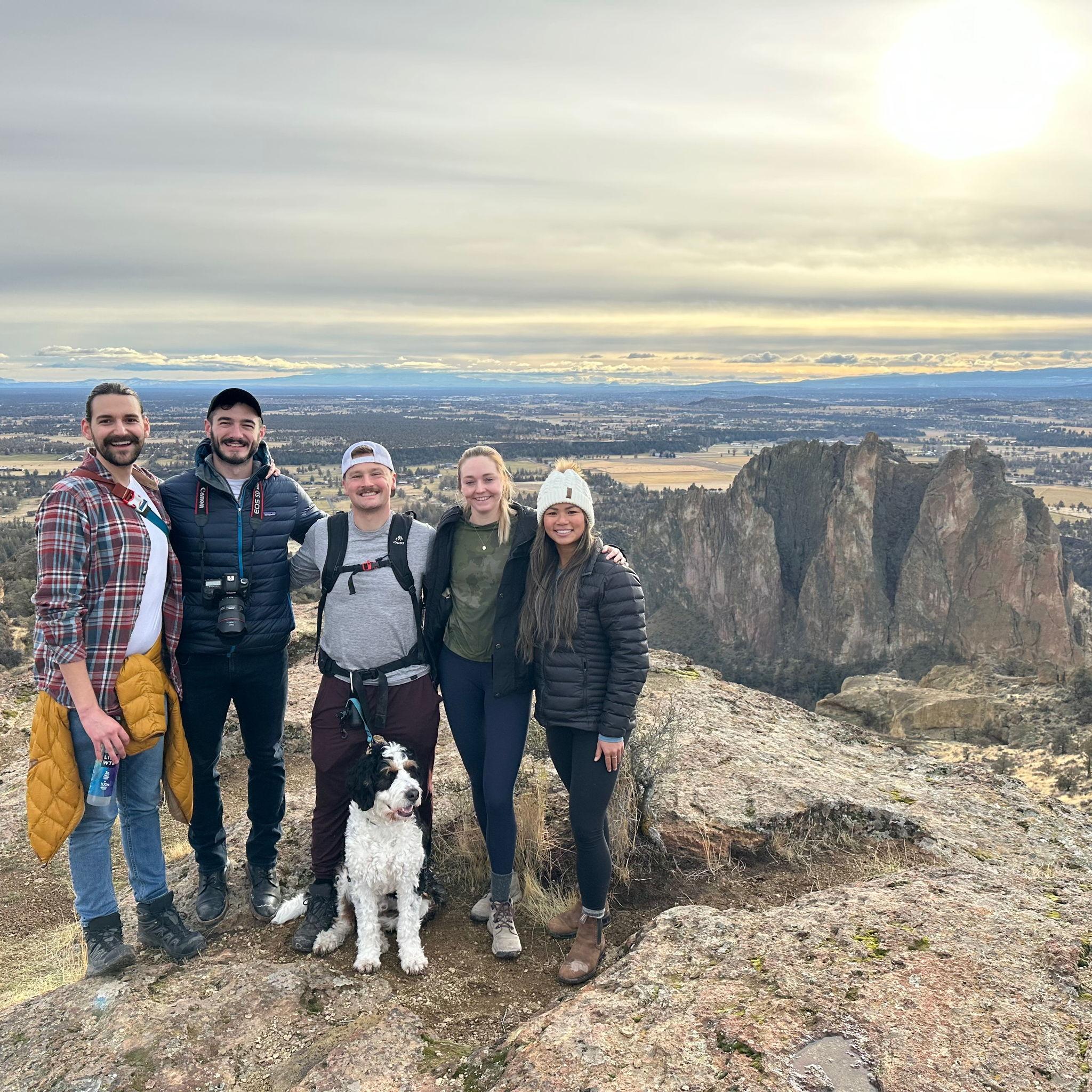 Best friends in Bend on a Smith Rock hike, right after we got engaged.