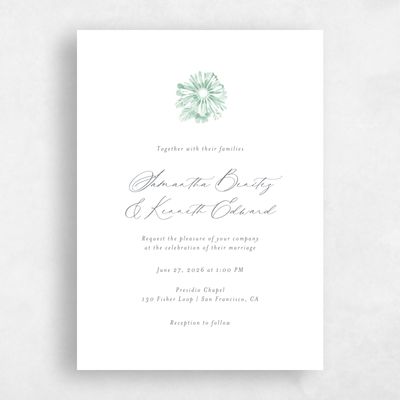 Celadon Green Wedding Invitation - Hallberg Portrait