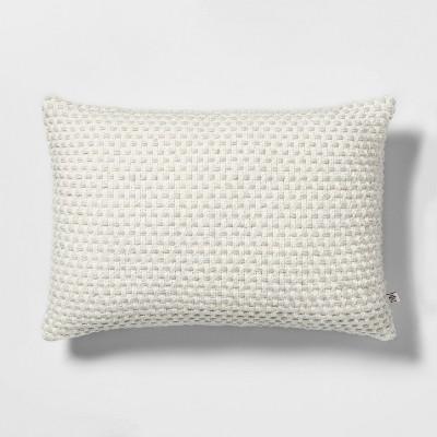 14" x 20" Woven Texture Throw Pillow Sour Cream/Light Green - Hearth & Hand™ with Magnolia