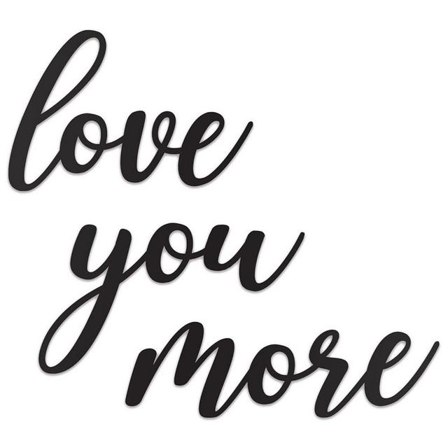 Vivegate Love You More Sign Metal Wall Decor - 25"X21" Black Modern Beautiful I Love You More Sign for Hanging Any Room Love You More Love You Most Wall Art Love You More Decorations