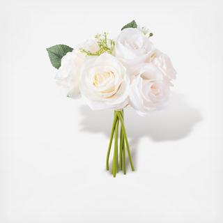 Cream Rose Stem Faux Bouquet with Berry Accents