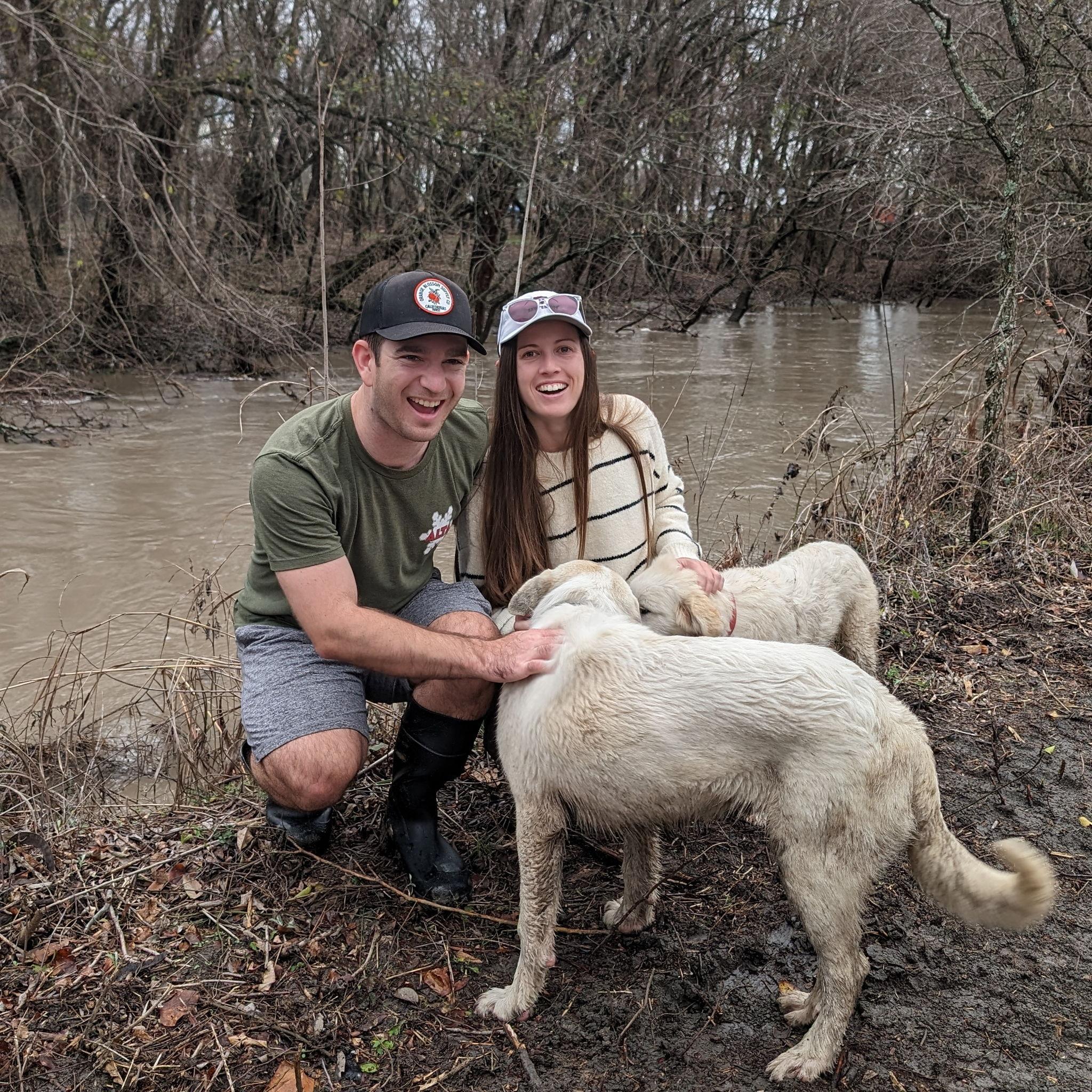 Exploring with the farm dogs