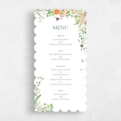 White Scalloped Wedding Menu - Rosalind