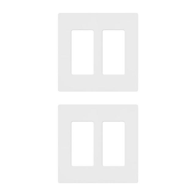 Lutron CW-2-WH-2 White Claro 2 Gang Decorator Wallplate (2 Pack) | CW-2-WH Count
