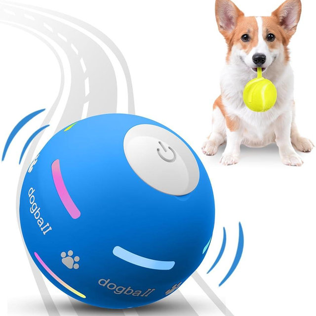PetDroid Interactive Dog Toys Dog Ball,[2025 Newly Upgraded] Durable Motion Activated Automatic Rolling Ball Toys for/Small/Medium/Large Dogs,USB Rechargeable (Blue)