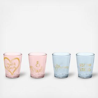 Love You More Wedding Party Shot Glass, Set of 4