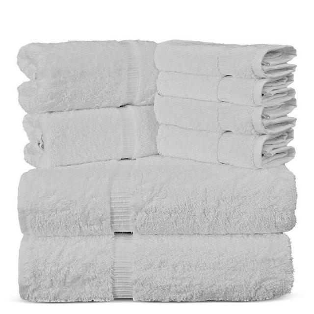 Luxury Hotel Collection Cotton-Eco Gray Bath Towels - Dobby Border