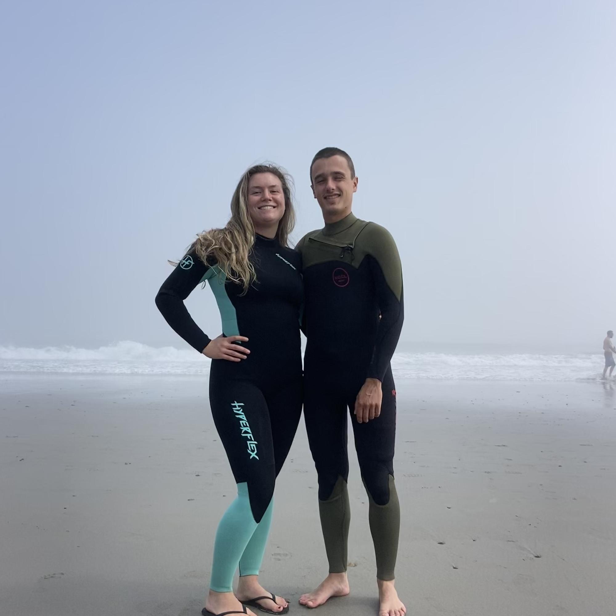 Surfing on a foggy day