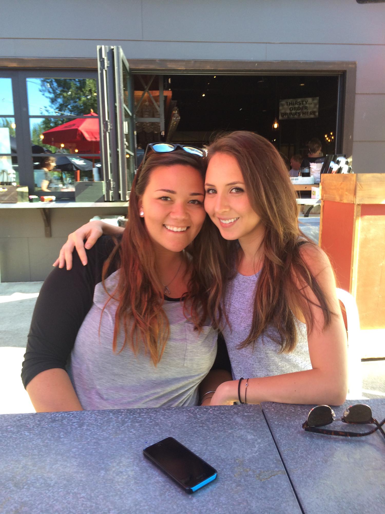 Alyssa’s cousin Rachael and Alyssa hanging out at a brewery in Seattle.
