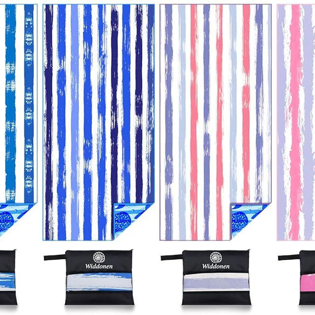Widdonen Lightweight Thin Microfiber Beach Towel Sand Free Quick Dry Absorbent Compact Soft Pool Swim Travel Towels Extra Large Oversized Beach Accessories Packable Essentials Stuff Gifts for Adult