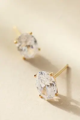 NADRI Modern Love Large Oval Crystal Stud Earrings