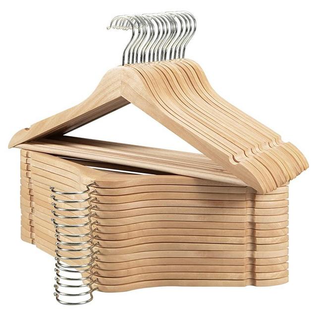 Lifemaster Tough Long Lasting Solid Maple Wooden Clothes Hangers - Pack of  80 Natural Wood Hangers with Rotating Swivel Hooks and Built-In Notches to  Organize Jackets, Shirts, and Pants 