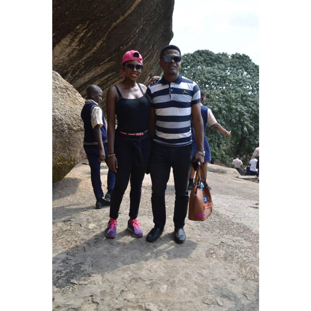 We had just gone halfway up the mountain and super pumped up. That's until Ashionye looked down. Lol!