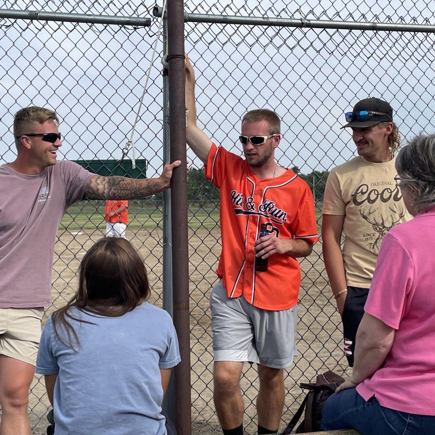 Celebrating Treyton's big win after a softball tourney