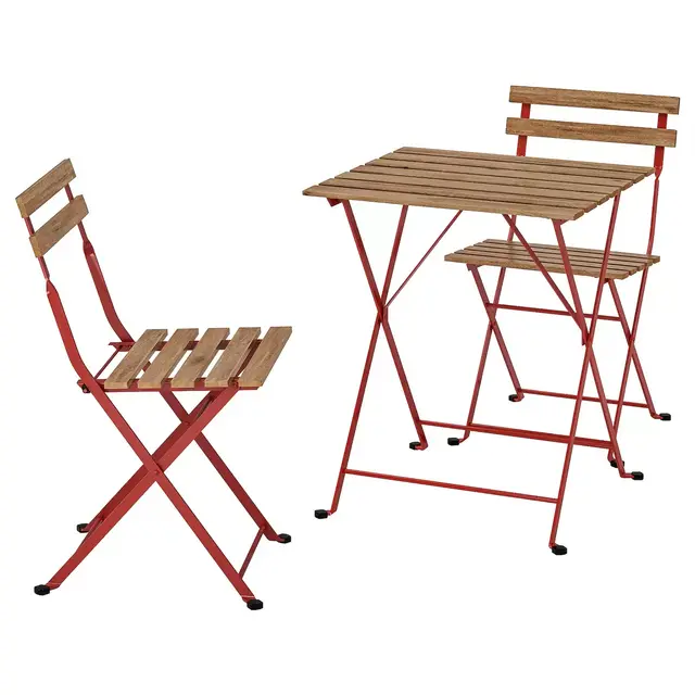 TÄRNÖTable+2 chairs, outdoor, red, light brown stained