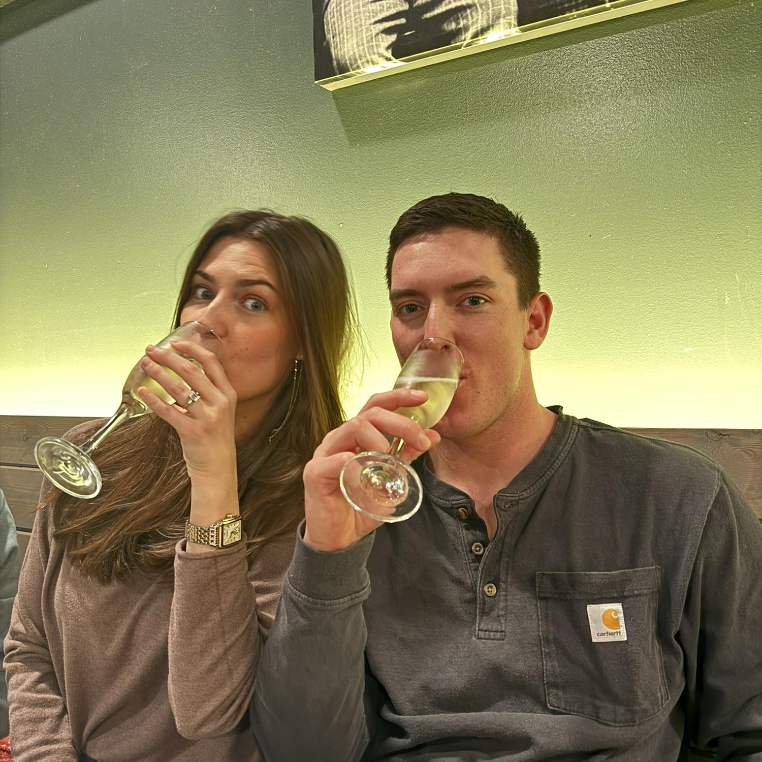 Eating with our family after we got engaged