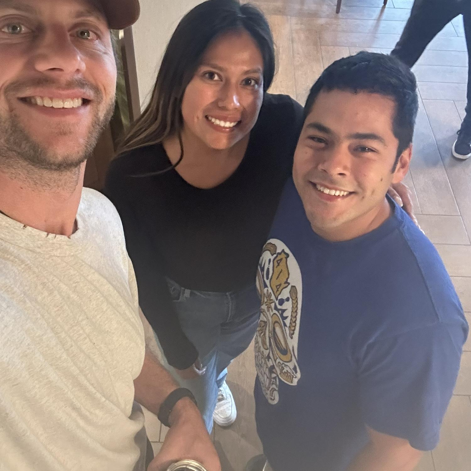 Meeting our first celebrity together - Charlie Berens in Whitewater! Fun fact: Estefania graduated from UW-Whitewater.