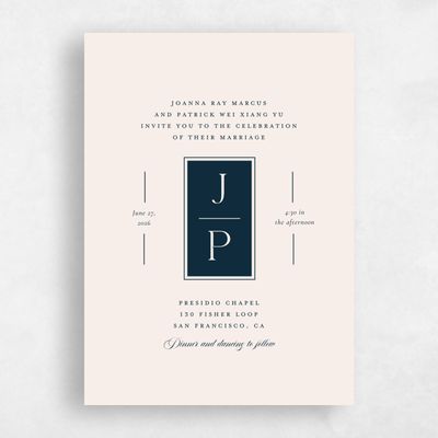 Blue Wedding Invitation - Knowlton Portrait